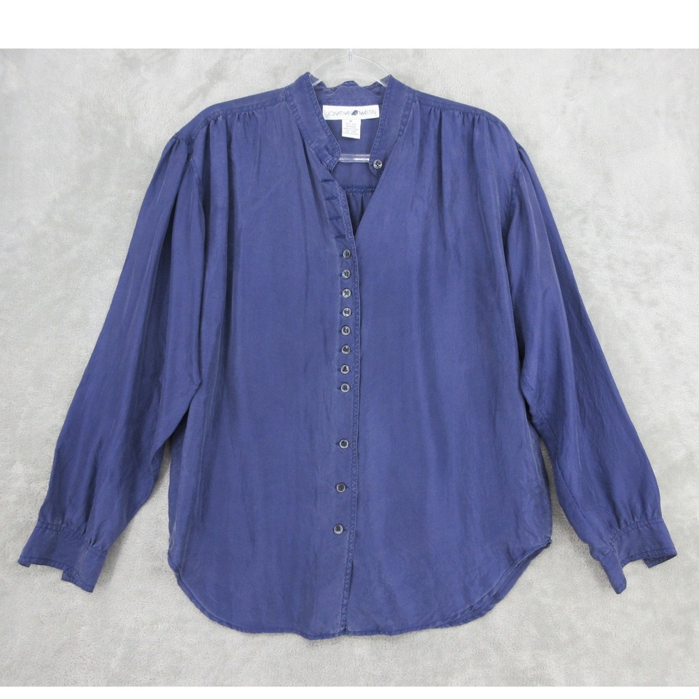 Vintage Jonathan Martin Shirt Womens size M Silk Button Quiet Luxury Pockets